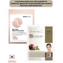 Dermal 3 Katmanlı Rose Gold Göz Maskesi ve Yenileyici, Besleyici ve Nemlendirici Salyangoz Özlü Kolajen Mas
