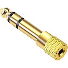 Hadron HD-4528 Gold Jak Kulaklık Mikrofon Çevirici 6,3 mm Erkek 3,5 mm Dişi Bağlantı Uyumlu