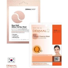 Dermal 3 Katmanlı Rose Gold Göz Maskesi ve Dermal Sıkılaştırıcı, Nemlendirici, Yenileyici Q10 Kolajen Maske