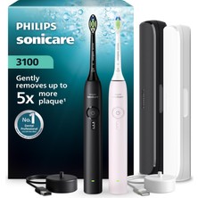 Myg Plus Philips Sonicare 3100 Sonic Şarjlı Diş Fırçası 2'li Paket, Siyah ve Toz Pembe, 5 Kat Plak Temizliği, Basınç Sensörü, 14 Gün Şarj Ömrü, 3 Hız Ayarı,2 Şarj Standı, 2 Seyahat Kabı - HX4072/42