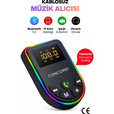 Concord 2\'si 1 Arada Bluetooth 5.3 Ses Adaptörü, Ses Alıcısı / Vericili, Renkli Işığa Sahip Mp3 Çalar