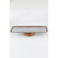 Burada Bulabilirsin Beige & Stone Ahşap Ayaklı Metal Servis Tabağı - 33 cm
