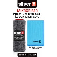 2'li Araç Temizlik Seti 50X70 cm 390 Gsm Mikrofiber Kurulama Havlusu ve Iz Bırakmayan Premium Cam Bezi