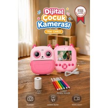 Torima Dijital Fotoğraf Makineleri Çocuk Termal Resim Baskılı Yazıcı Kamera Video Makinesi CMR21 Pembe