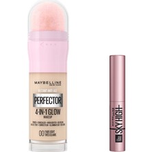 Burada Bulabilirsin Maybelline New York Instant Perfector Glow 4 Etki 1 Arada Fondöten- 00 Fair Light & Mini Lash Sensational Sky High Maskara Makyaj Seti