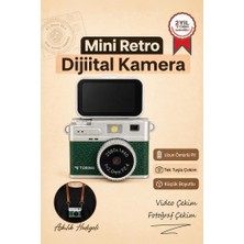 Torima Mini Dijital Kamera 2K Flip Ekranlı Selfie Video Vlog Kamerası CMR49 Koyu Yeşil