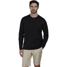 Myg Plus Erkek Yuvarlak YAKA%100 Pamuklu Regular Fit Uzun Kollu Siyah T-Shirt 25411016-011