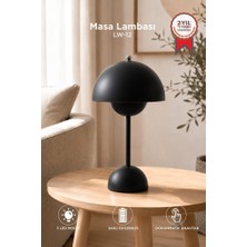 Torima Yuvarlak Masa Lambası 3 Modlu Şarjlı Led Işıklı Gece Lambası LW12 Siyah