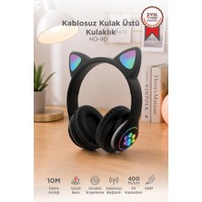 Torima Bluetooth Kulaklık Kulak Üstü Kedi Tasarımlı Kablosuz Kulaklık HD90 Siyah