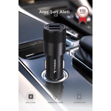 Torima Araç Şarj Aleti Soketi Tüm Araçlarla Uyumlu Çift USB Araba Çakmaklık C3 Siyah