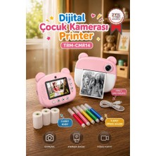 Torima Dijital Fotoğraf Makinesi Çocuk Termal Resim Kağıt Baskılı Yazıcı Kamera Makinesi CMR14 Pembe