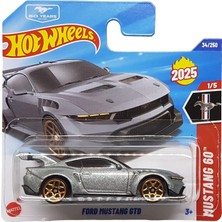 Myg Plus Hot Wheels - Ford Mustang Gtd - Mustang 60. 1/5 - HYW19 - Kısa Kart - Gümüş Metalik - 60 Yıl - Mattel 2025-1:64