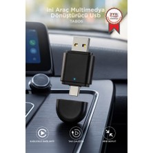 Torima Mini Araç Multimedya Dönüştürücü Adaptör Usb Type-C Uyumlu 2IN1 Kablosuz Carplay TAB06