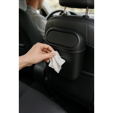 Myg Plus Araç Içi Çöp Kovası, Mini Otomobil Çöp Kutusu, Klipsli ve Kancalı Tasarım, Kol Dayama Veya Koltuk Arkasına Takılabilir, Siyah Plastik Araba Çop Kabı, Dökülme Önleyici Kapaklı