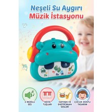 Farbu Oyuncak Montessori Neşeli Su Aygırı 3 Farklı Modlu Hayvan Sesleri Ritim Öğreten 12 cm Bebek Oyuncağı
