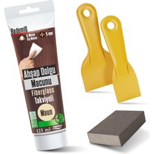 Myg Plus Pratik (4'lü) Ahşap Tamir Seti Maun Renk 125 ml Tamir Macunu + 2 Adet Spatula + Kübik Zımpara