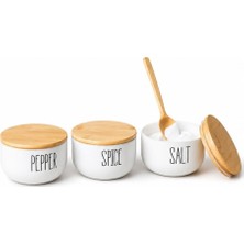 Burada Bulabilirsin Bambu Vakumlu Hava Geçirmez Kapaklı 3'lü Beyaz Cam Baharatlık Seti 370 Ml, Spice Salt Pepper Yazılı Silindir Kavanoz, Tuzluk ve Kuru Gıda Saklama Kabı, Tezgah Üstü Mutfak Düzenleyici 3 Parça Set