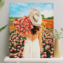 Myg Plus Palmiye Hobi Sanat Sayılarla Boyama Tuval Seti Fırça Boya Dahil (Çıtalı) 40X50 cm - Lale