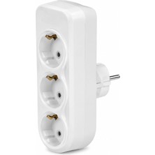 Myg Plus 3lü Düz Golyat, Üçlü Topraklı Priz Duvar Tipi Çoklayıcı Fiş, A Kalite 1. Sınıf Malzeme, Beyaz Renk, 16A 250 Volt, Max 3600 Watt