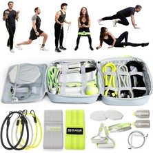 Myg Plus Rage Fitness Ex Kit 9'u 1 Arada Spor Salonu Çantalı - Kolları ile Germe, Ganimet ve Direnç Bantları, Kapı Çapası, Ayak Bileği Kayışları, Masaj Topu, Slayt Diskleri, Atlama Ipi - Seyahat, Ofis ve