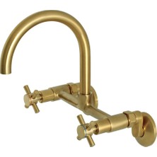 Myg Plus Kingston Brass Concord 20 cm Ayarlanabilir Merkez Duvara Monte Mutfak Bataryası, Fırçalanmış Pirinç