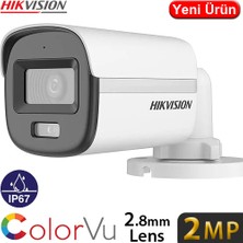 Hikvision DS-2CE10DF0T-PF 2 Mp 2.8 mm Colorvu Renkli Gece Görüşlü Bullet Hd-Tvı 4in1 Kamera
