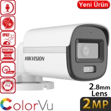 Hikvision DS-2CE10DF0T-LPFS 2 Mp 2.8 mm Sesli Colorvu Renkli Gece Görüşlü Bullet Hd-Tvı 4in1 Kamera