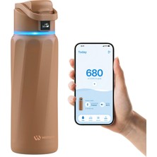 Myg Plus Waterh Boost Akıllı Su Şişesi Hatırlatıcı ve Izleyici - Çift Duvarlı Vakum Yalıtımlı Paslanmaz Çelik, Geniş Ağızlı 32 Oz, Ideal Hediye - Mocha