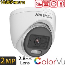 Hikvision DS-2CE70DF0T-PFS 2 Mp 2.8 mm Sesli Colorvu Renkli Gece Görüşlü Turret Dome Hd-Tvı 4in1 Kamera
