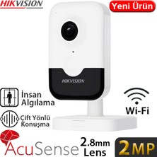 Hikvision DS-2CD2423G2-IW 2 Mp 2.8 mm Wi-Fi Çift Yönlü Sesli Ir Gece Görüşlü Cube Ip Kamera