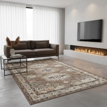 Carpettex Kahve Otantik Halı Dijital Baskılı, Kaymaz Tabanlı, Yıkanabilir Leke Tutmaz Antibakteriyel Dijital
