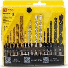 Myg Plus B.h.d. BHD00748 16 Parça Matkap Ucu Seti - Hss Metal, Duvar Elmas ve Ahşap Delme Uçları Kombinasyonu - 2 mm - 10 mm Profesyonel Matkap Ucu Takımı