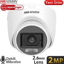 Hikvision DS-2CE76D0T-LPFS 2 Mp 2.8 mm Sesli Smart Hybrid Light Turret Dome Hd-Tvı 4in1 Kamera