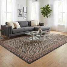 Carpettex Kahve Tonlu Salon Halısı Dijital Baskılı Kaymaz Tabanlı Klasik Desenli Halı Dijital Baskı Halı 7 mm