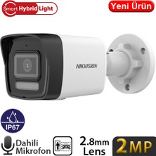 Hikvision DS-2CD1021G2-LIUF 2 Mp 2.8 mm Poe Sesli Smart Hybrid Light Bullet Ip Kamera