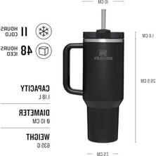 Myg Plus 1.18 Litre Kapasiteli Paslanmaz Çelik Pipetli Termos Bardak, Siyah Renk Seçeneği