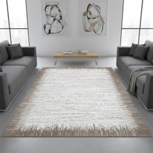 Carpettex Kahve Beyaz Modern Geçişli Dijital Baskılı Halı – Kaymaz Tabanlı, Minimal Dokulu Şık Salon ve Oda