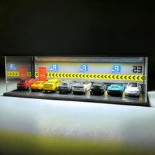 Myg Plus 1/64 Ölçekli LED Işıklı Garaj, 8 Araç Kapasitesiyle Vitrin