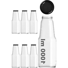 Myg Plus 1000 ml Kapasiteye Sahip Şeffaf Cam Şişe, Metal Kapaklı - 6 Adet