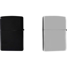 Myg Plus Siyah ve Gümüş Renk Benzinli Zippo Metal Çakmak (2)