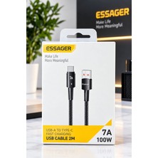 Essager Premium 7A 100W USB To Type-C 2 Metre Şarj Kablosu Data Kablosu Akım Koruma Örgü Kopmaz Kablo
