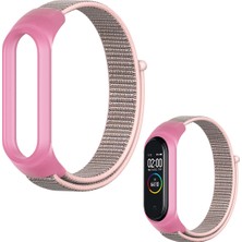 Furenfa Pembe Spor Dokuma Akıllı Bileklik Kordon Kayış Xiaomi Mi Band 5/6 Uyumlu Anti Alerjik