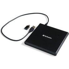 Myg Plus Verbatım Harici Slimline Cd/dvd Yazıcı, USB 2.0, Moblies Sürücü, Nero Burn & Arşiv Yazılımı Dahil, Harici DVD Yazıcı, Harici CD Sürücü, Kompakt Tasarım, Siyah