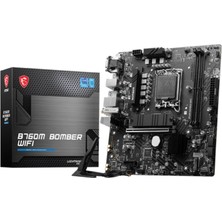 Myg Plus Msı B760M Bomber Wıfı Anakart, Micro-Atx - 14./13./12. Nesil Intel Çekirdek Işlemcileri, Lga 1700 - Ddr5 Bellek Arttırma 6400MHZ/MAX, Pcıe 4.0 X16 Yuvası, M.2 Gen4 Yuvasını Destekler