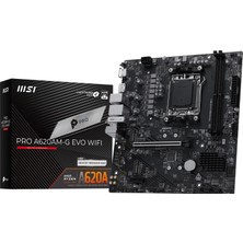 Myg Plus Msı Pro A620AM-G Evo Wıfı Am5 Ddr5 7200MHZ(OC) Argb HDMI VGA 2xm.2 USB 5 Gbps 2.5g Lan Wıfı 6e Matx