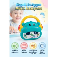 Farbu Oyuncak Montessori Neşeli Su Aygırı 3 Farklı Modlu Hayvan Sesleri Ritim Öğreten 12 cm Bebek Oyuncağı