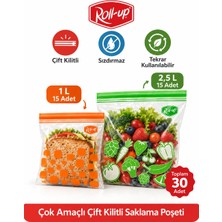 Roll-Up Roll Up Çift Kilitli Poşet 18*21,4cm & 24*27,5cm 15+15 Adet