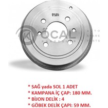 Arka Fren Kampana Tempra Tipo Bravo 1 Brava Grande Punto / Punto 1  7750119 Öcal T-201 1 Adet