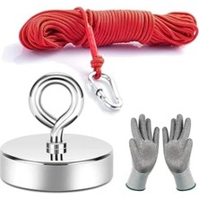 Pratik Ev 60 mm Magnet Fishing; Neodyum Pot Mıknatıs Seti, Halat Eldiven, Kancalı Mıknatıs Balıkçılığı