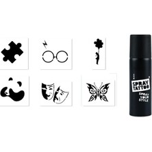 Pratik Ev Puzzle ve Panda Desenli Siyah Sprey Geçici Dövme Seti
